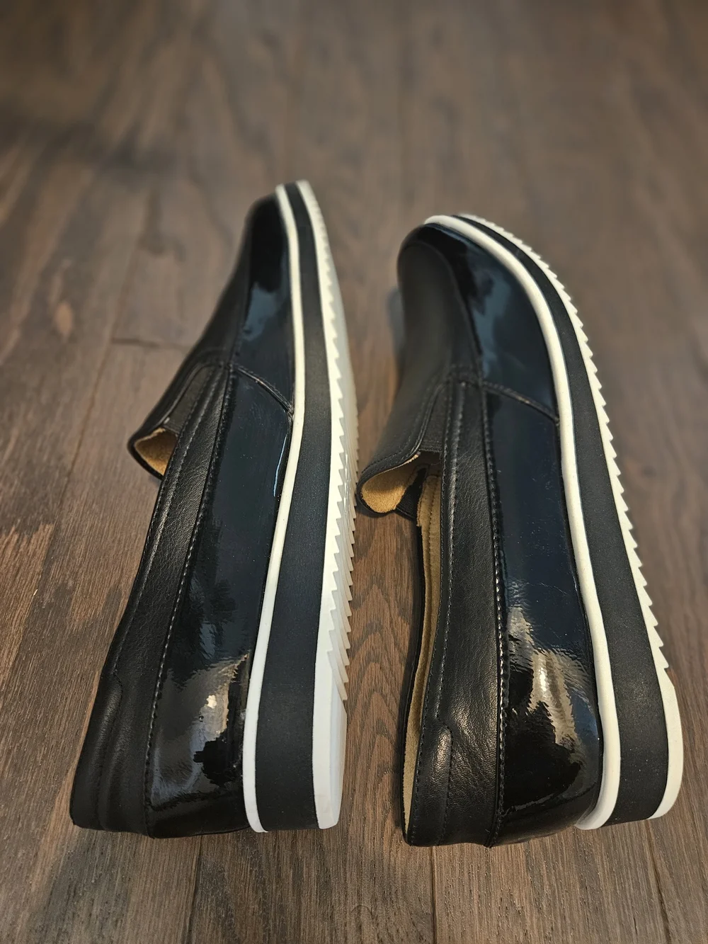 Naturalizer Black Slip-On Loafers with White Trim